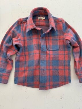 Faherty Kids Pink & Blue Plaid Button-Front Shirt Jacket